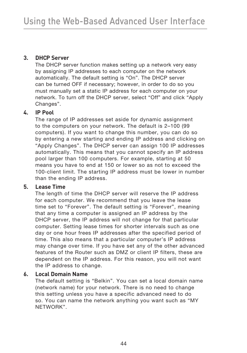 Using the web-based advanced user interface | Belkin F5D8633-4 User Manual | Page 46 / 606