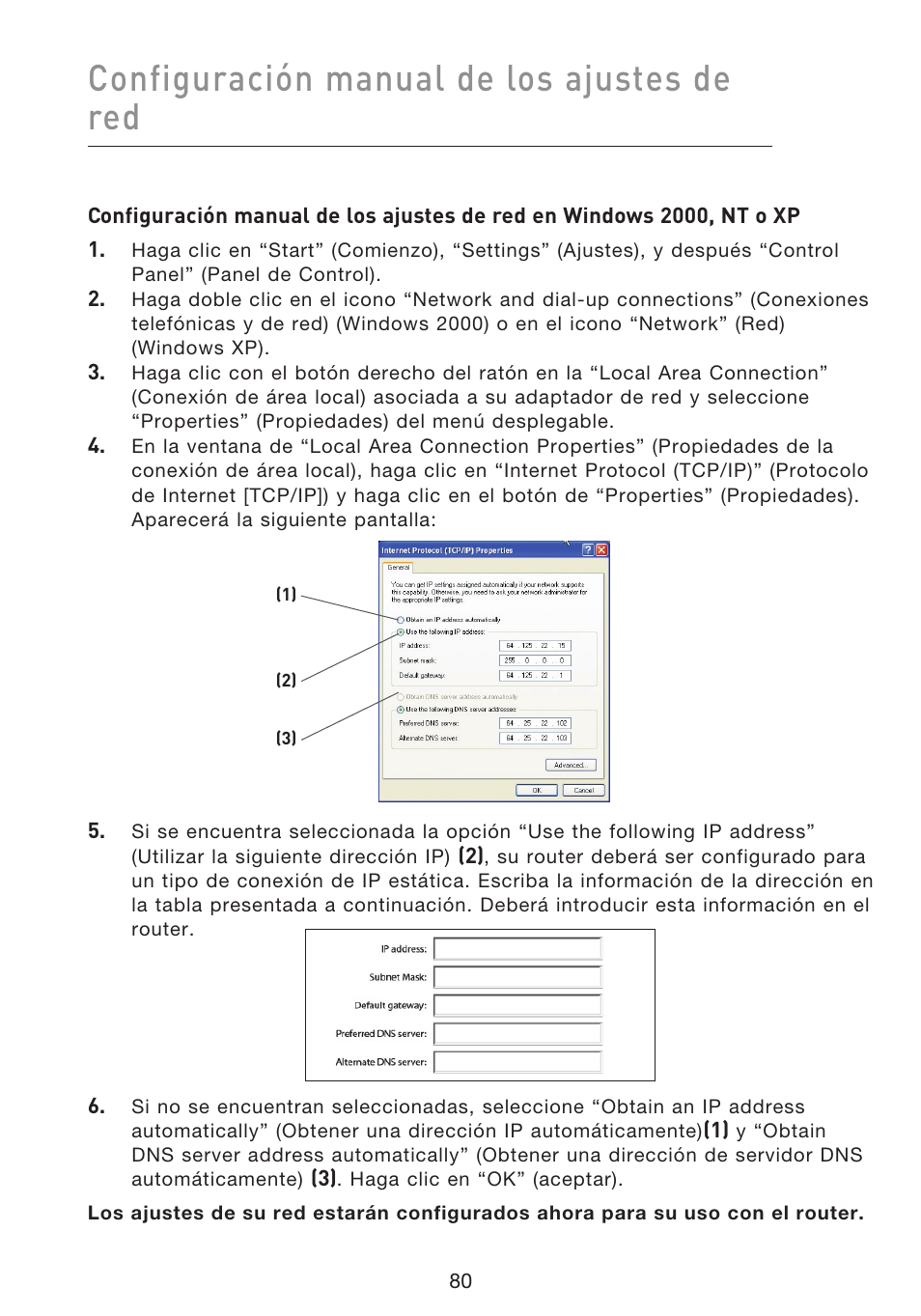 Configuración manual de los ajustes de red | Belkin F5D8633-4 User Manual | Page 486 / 606