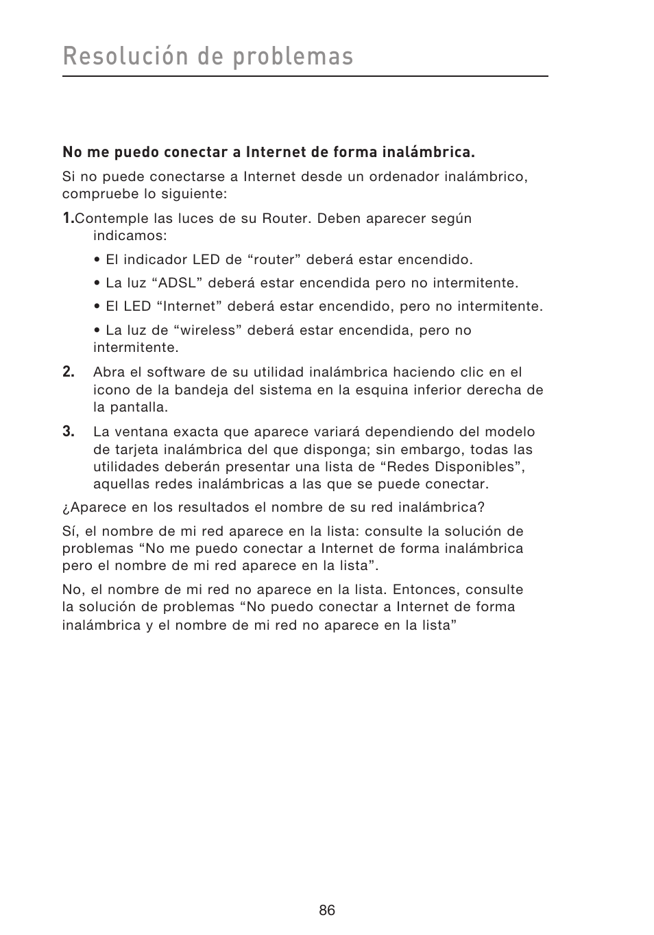 Resolución de problemas | Belkin F5D8633-4 User Manual | Page 492 / 606