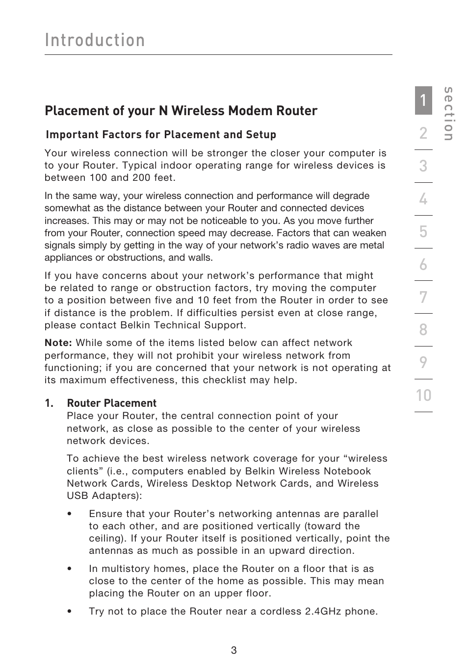 Introduction, Se ct io n | Belkin F5D8633-4 User Manual | Page 5 / 606