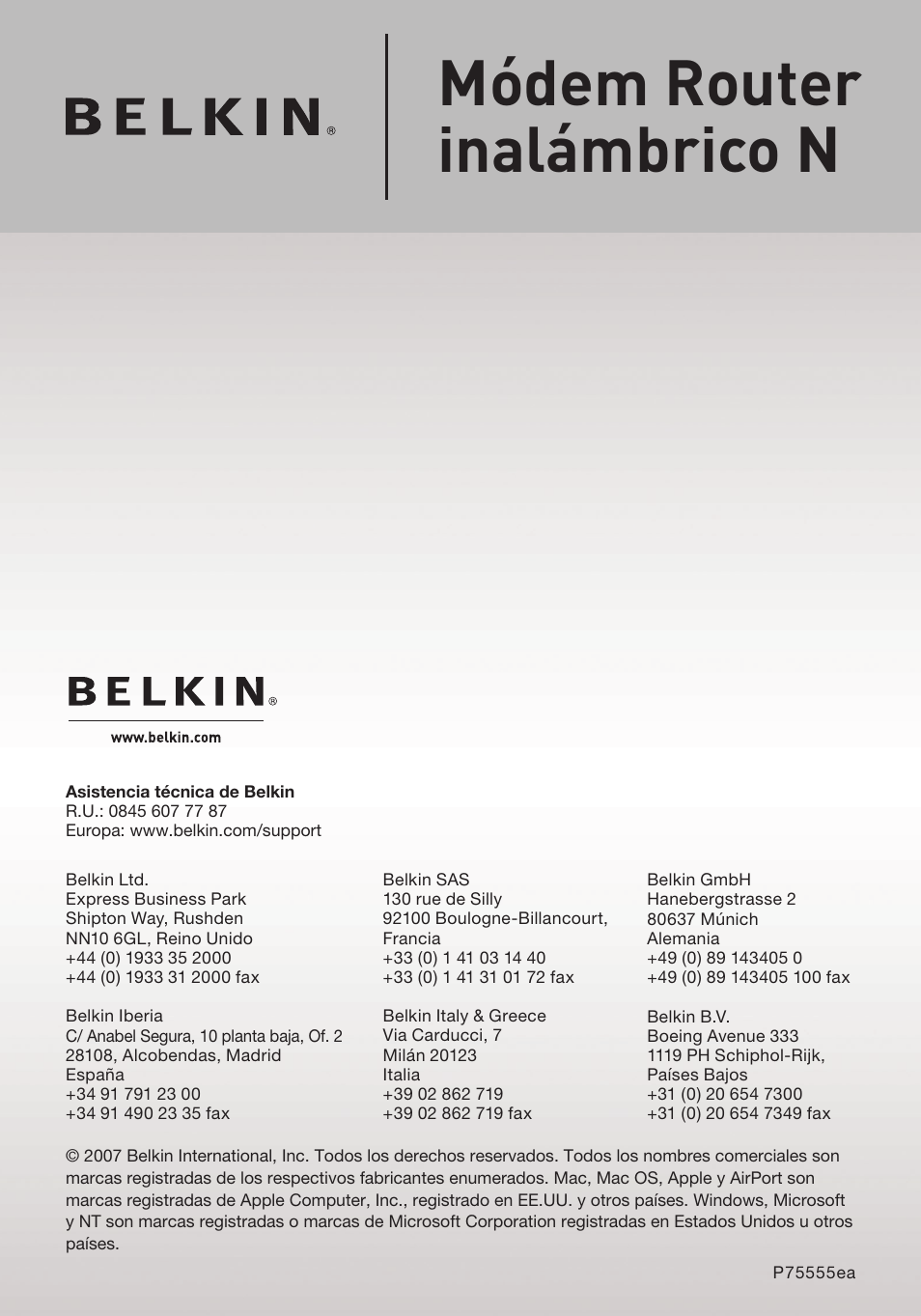 Módem router inalámbrico n | Belkin F5D8633-4 User Manual | Page 505 / 606