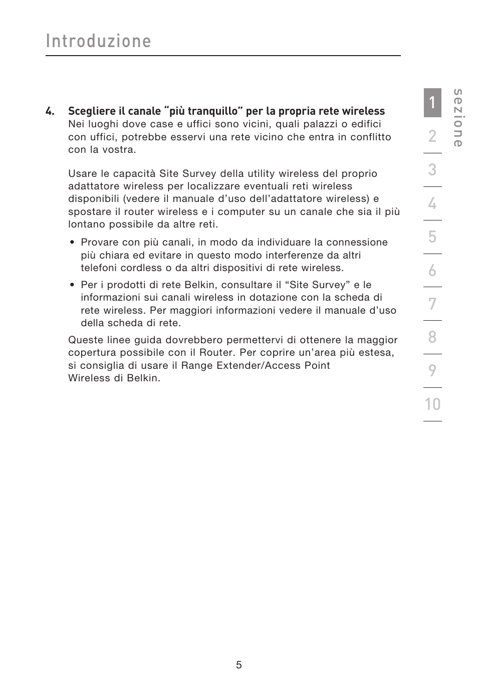 Introduzione, Se zio n e | Belkin F5D8633-4 User Manual | Page 512 / 606