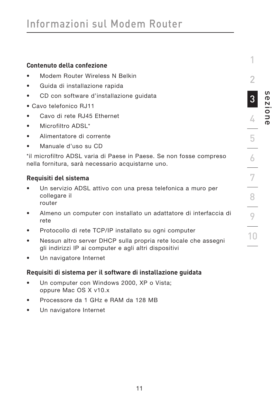 Informazioni sul modem router, Se zio n e | Belkin F5D8633-4 User Manual | Page 518 / 606