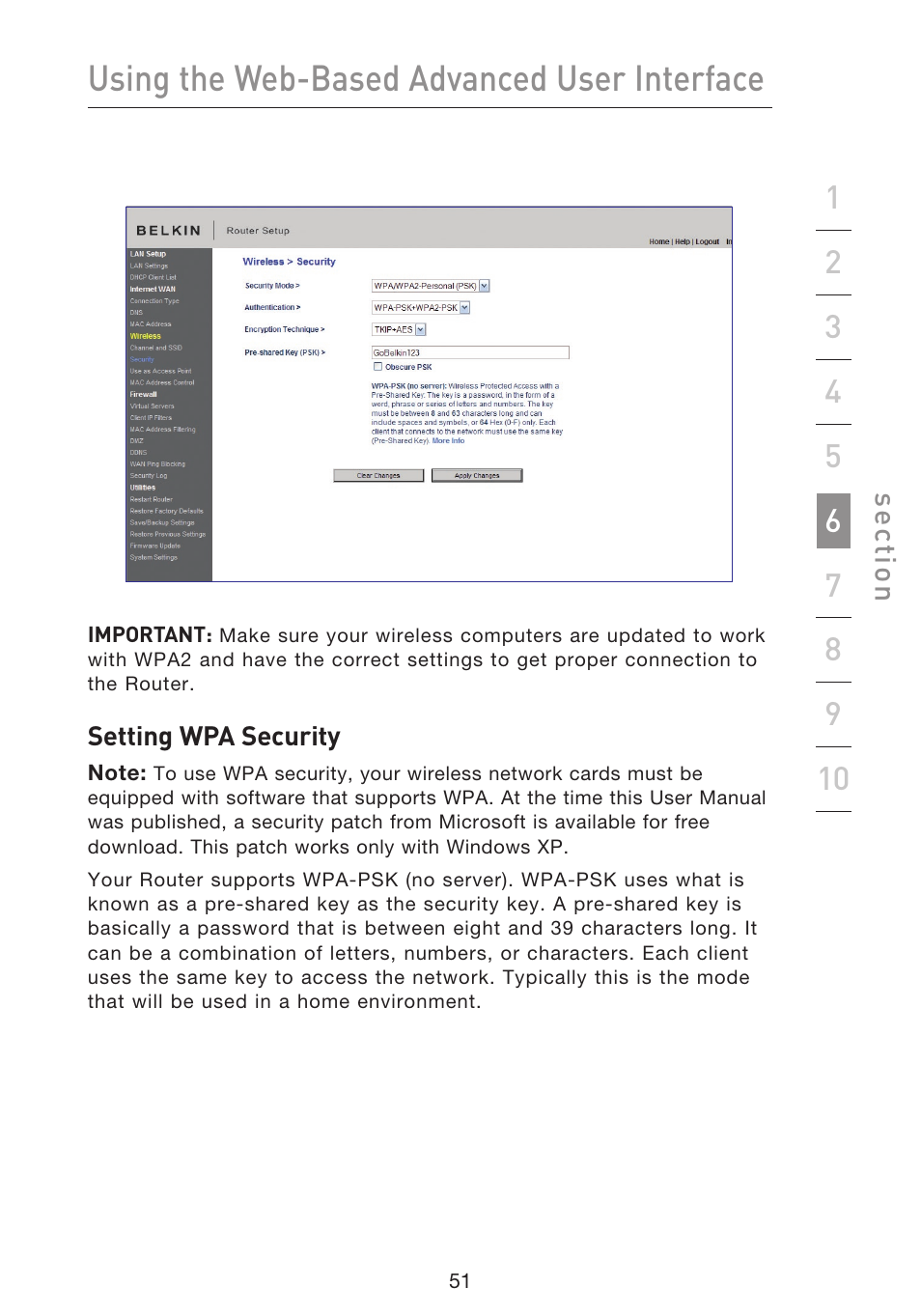 Using the web-based advanced user interface | Belkin F5D8633-4 User Manual | Page 53 / 606