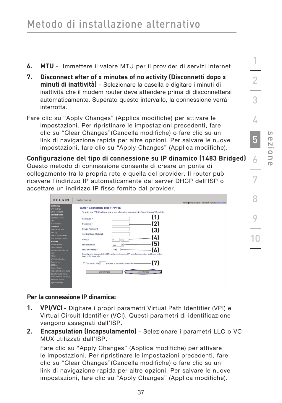 Metodo di installazione alternativo, Se zio n e | Belkin F5D8633-4 User Manual | Page 544 / 606