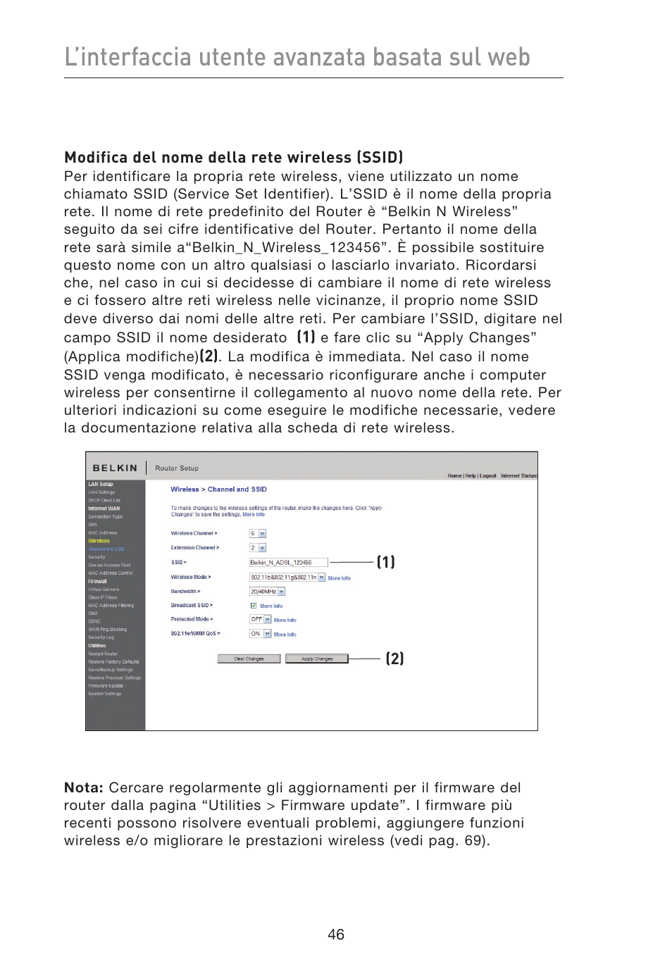 L’interfaccia utente avanzata basata sul web | Belkin F5D8633-4 User Manual | Page 553 / 606