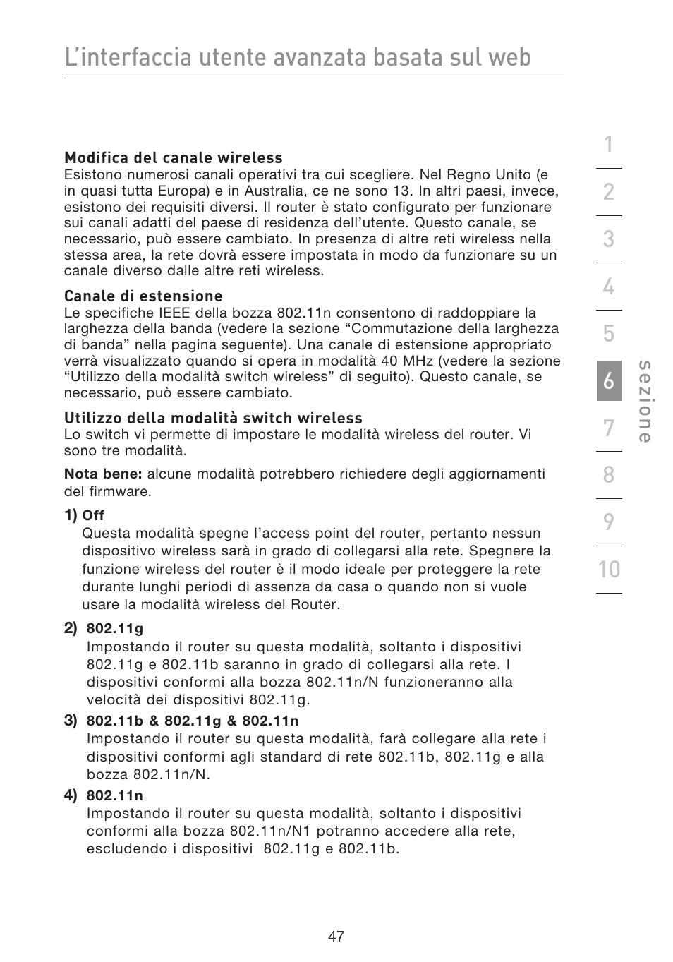 L’interfaccia utente avanzata basata sul web, Se zio n e | Belkin F5D8633-4 User Manual | Page 554 / 606