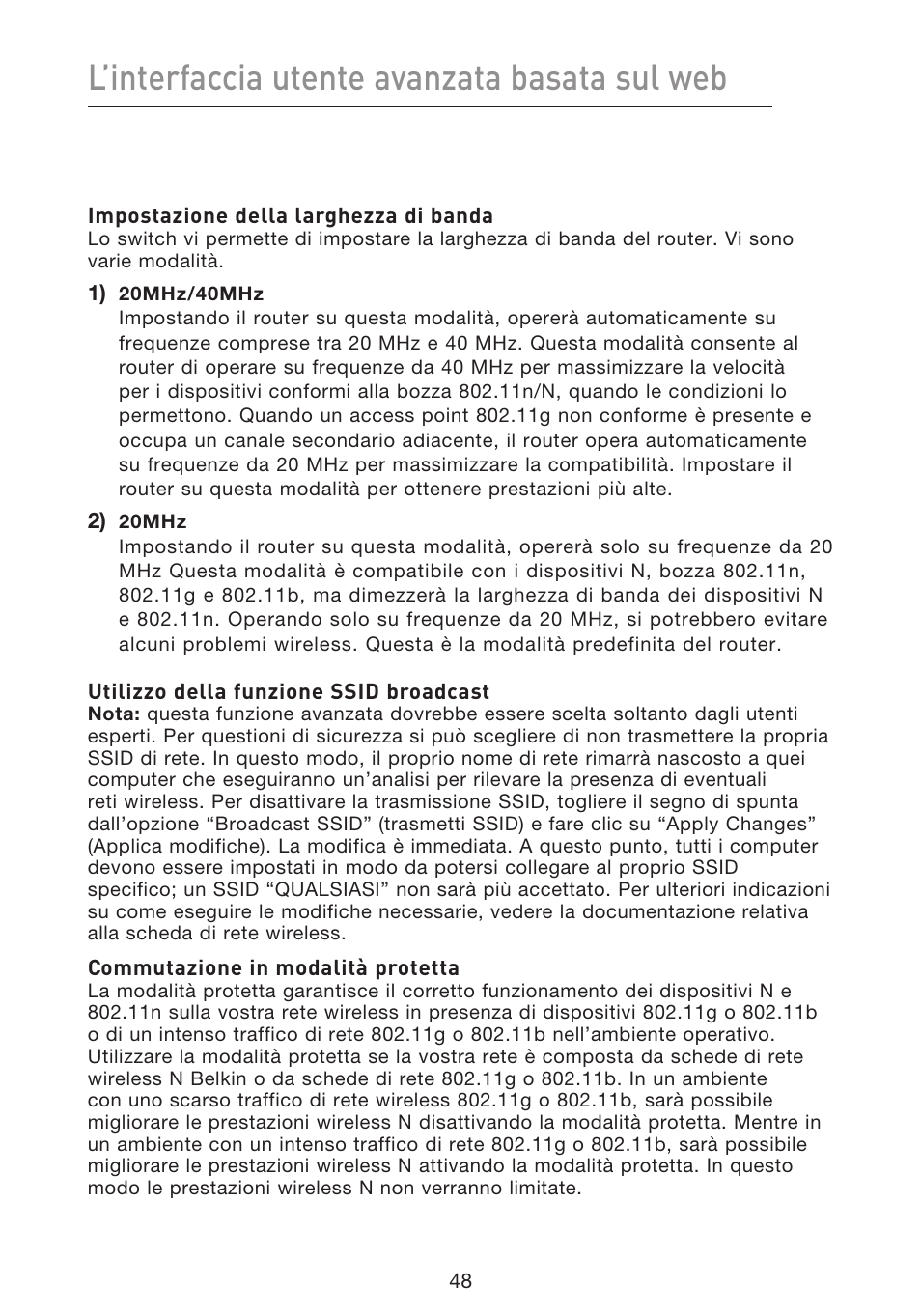 L’interfaccia utente avanzata basata sul web | Belkin F5D8633-4 User Manual | Page 555 / 606