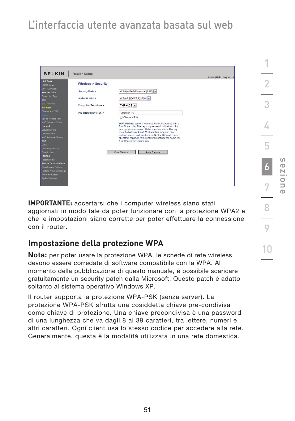 L’interfaccia utente avanzata basata sul web | Belkin F5D8633-4 User Manual | Page 558 / 606