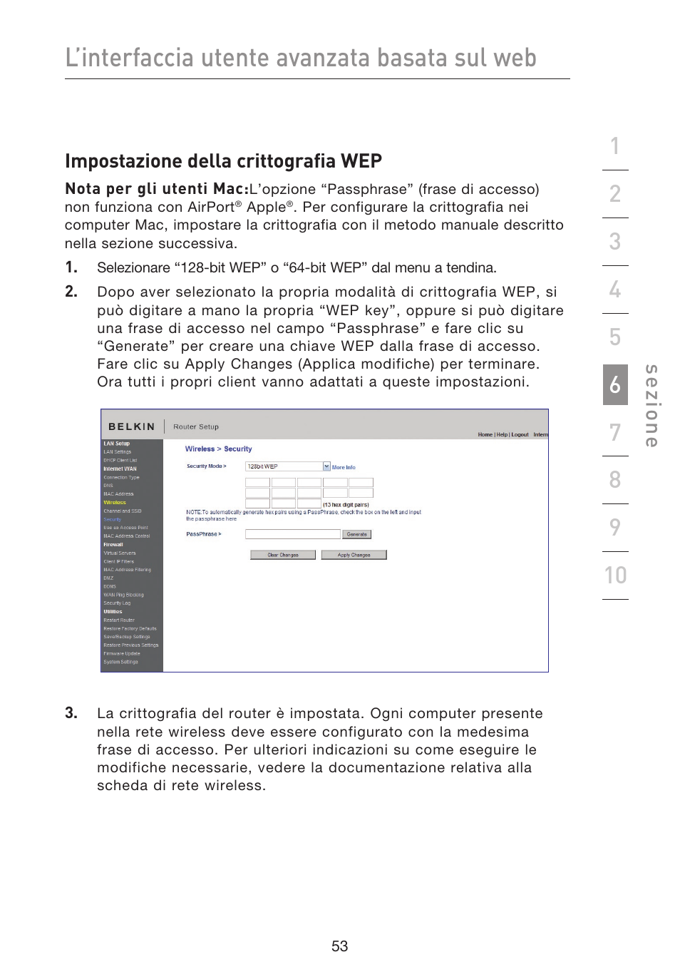 L’interfaccia utente avanzata basata sul web, Se zio n e | Belkin F5D8633-4 User Manual | Page 560 / 606