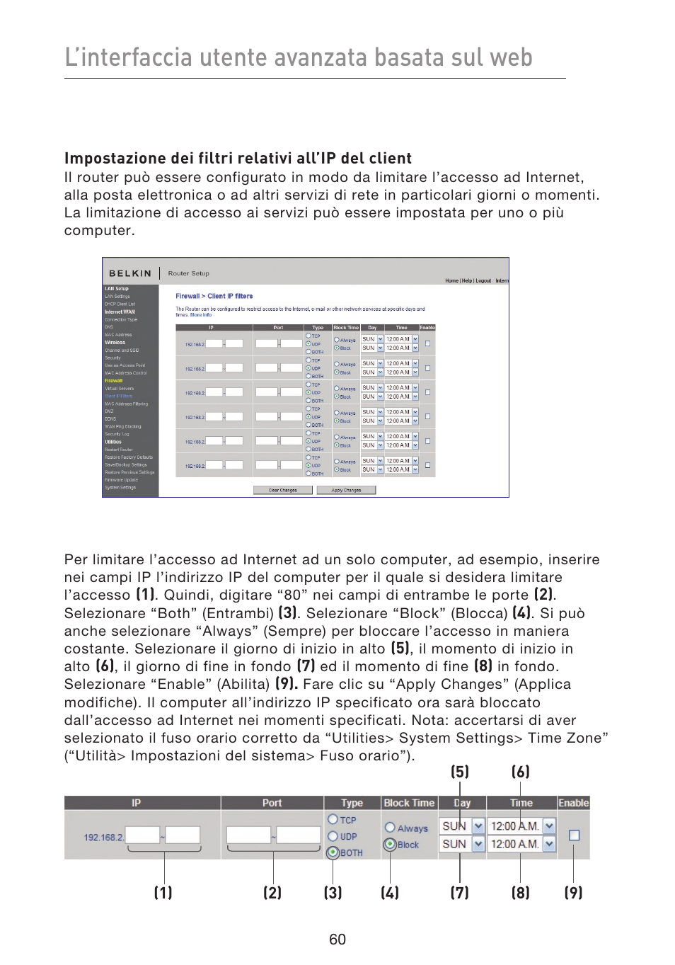 L’interfaccia utente avanzata basata sul web | Belkin F5D8633-4 User Manual | Page 567 / 606