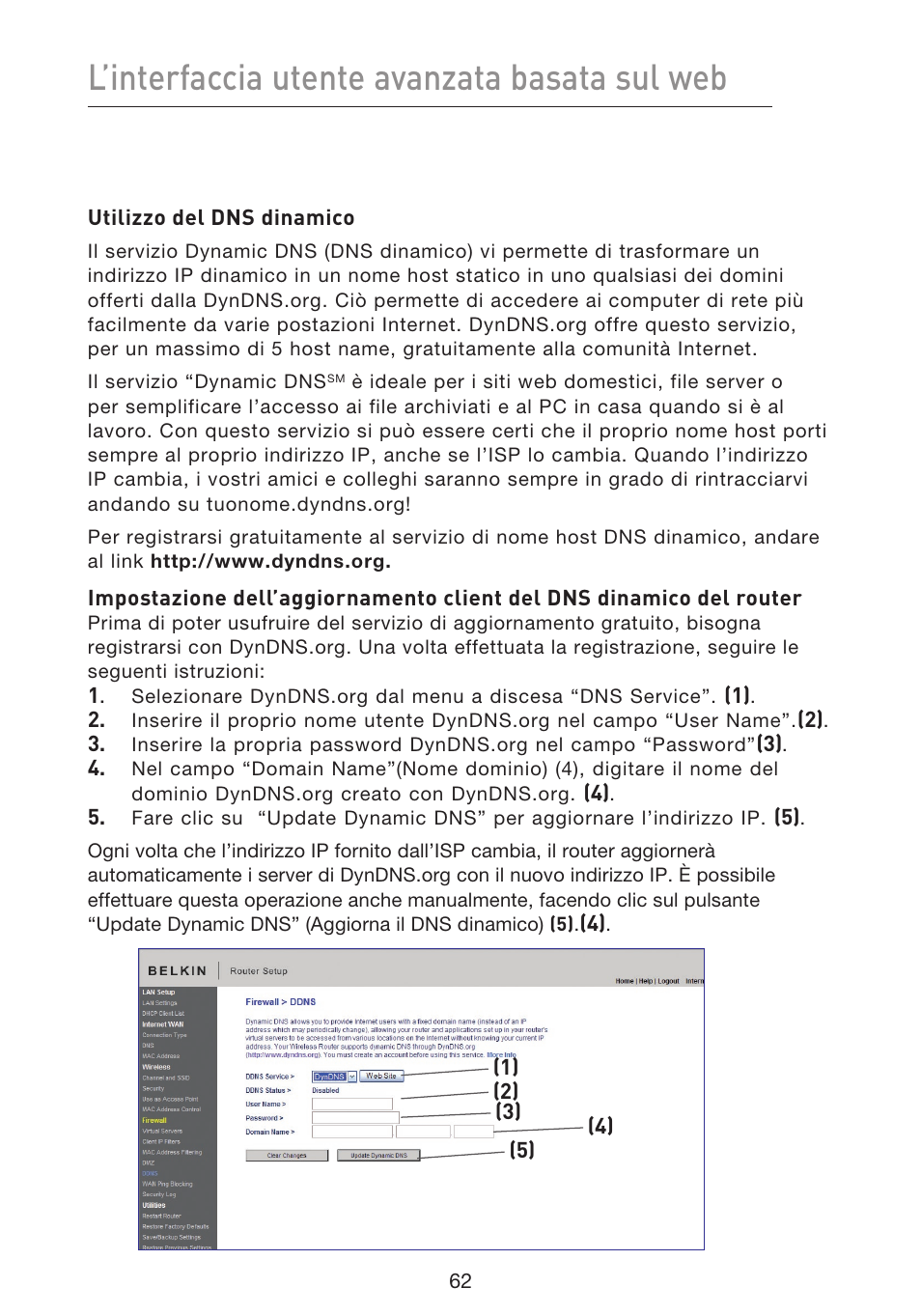 L’interfaccia utente avanzata basata sul web | Belkin F5D8633-4 User Manual | Page 569 / 606