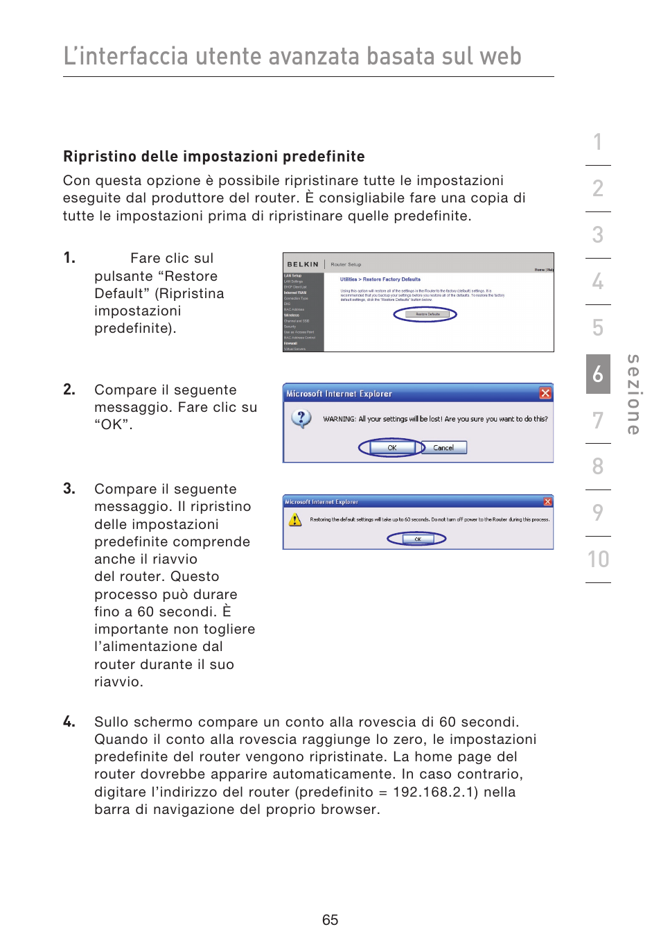 L’interfaccia utente avanzata basata sul web, Se zio n e | Belkin F5D8633-4 User Manual | Page 572 / 606