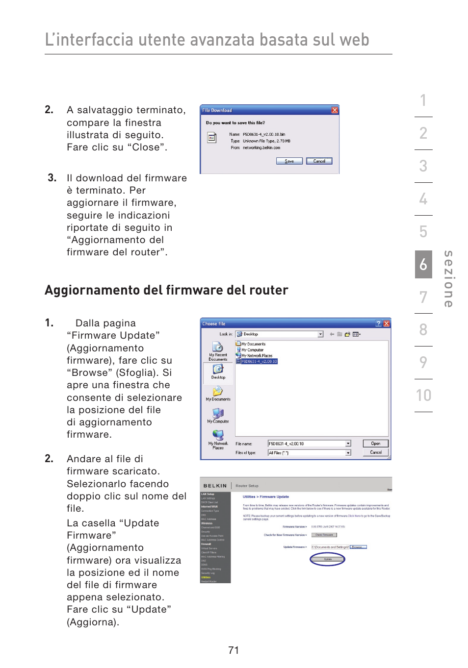 L’interfaccia utente avanzata basata sul web, Se zio n e | Belkin F5D8633-4 User Manual | Page 578 / 606