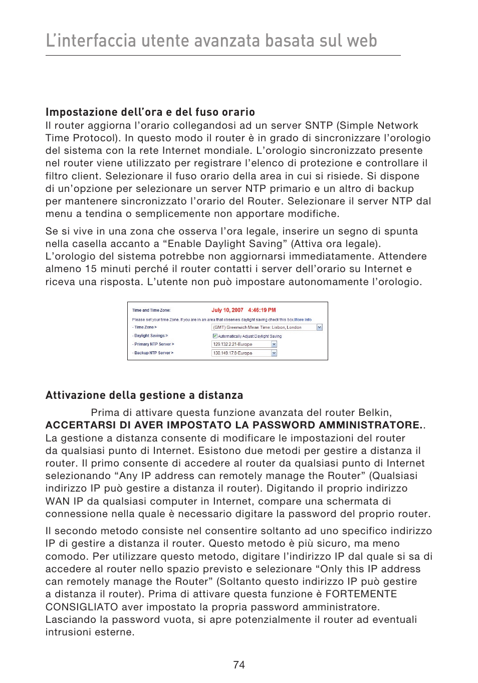 L’interfaccia utente avanzata basata sul web | Belkin F5D8633-4 User Manual | Page 581 / 606