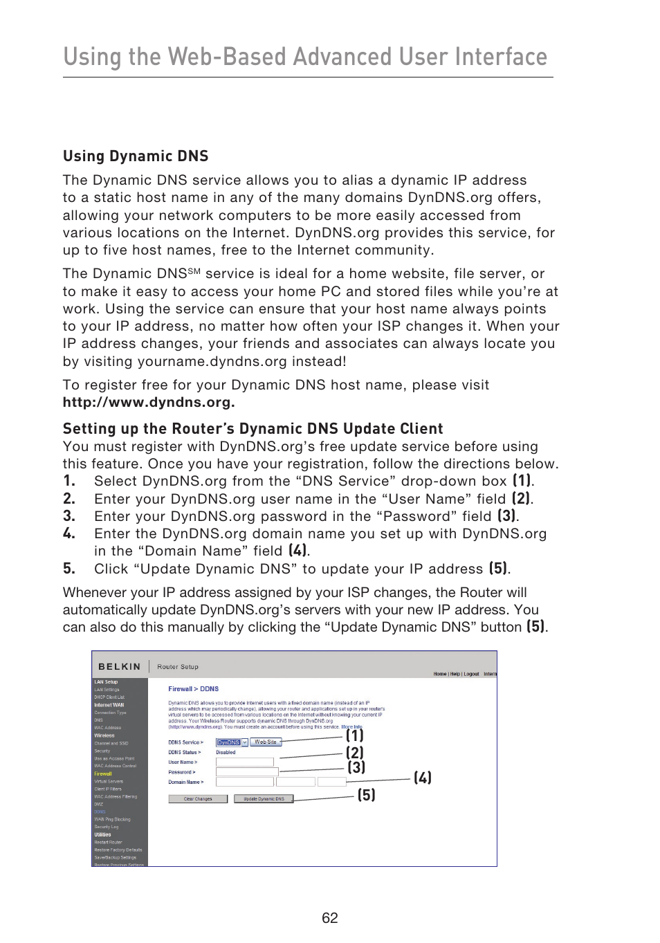 Using the web-based advanced user interface | Belkin F5D8633-4 User Manual | Page 64 / 606
