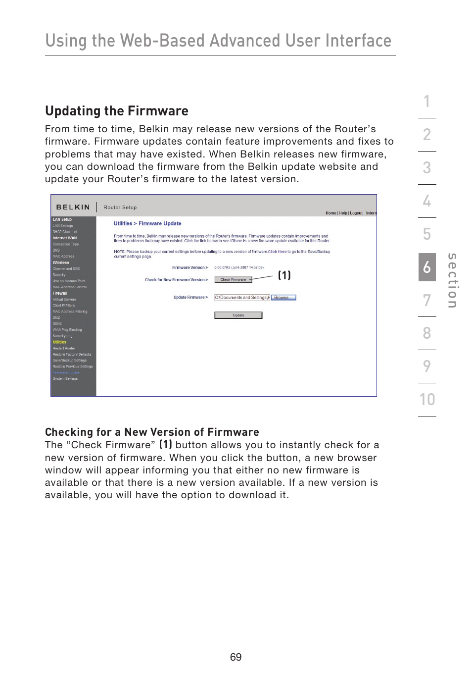 Using the web-based advanced user interface | Belkin F5D8633-4 User Manual | Page 71 / 606