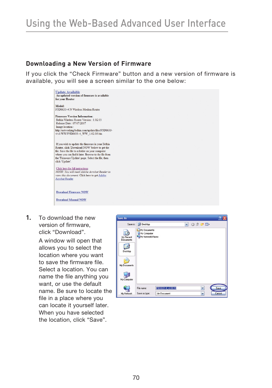 Using the web-based advanced user interface | Belkin F5D8633-4 User Manual | Page 72 / 606