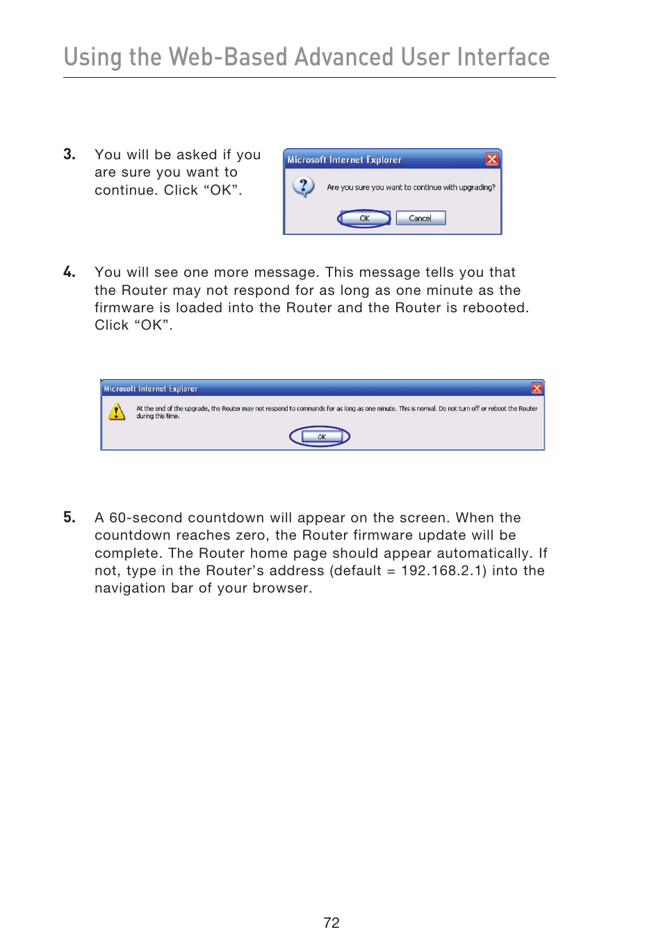 Using the web-based advanced user interface | Belkin F5D8633-4 User Manual | Page 74 / 606