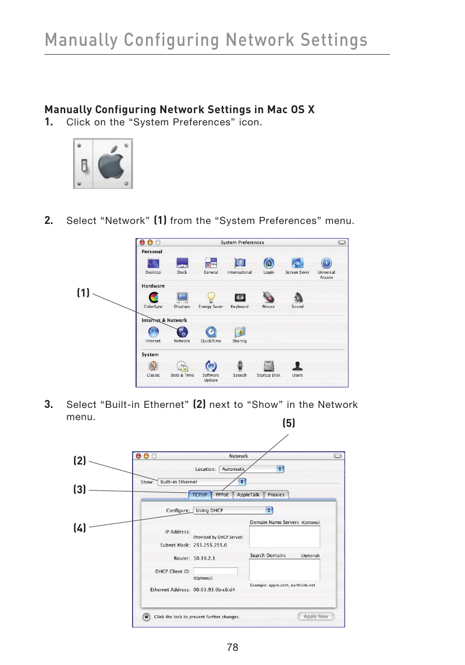 Manually configuring network settings | Belkin F5D8633-4 User Manual | Page 80 / 606