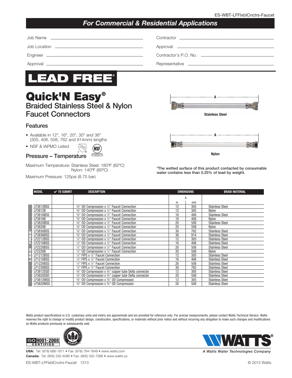 Watts LF3836BSS User Manual | 1 page
