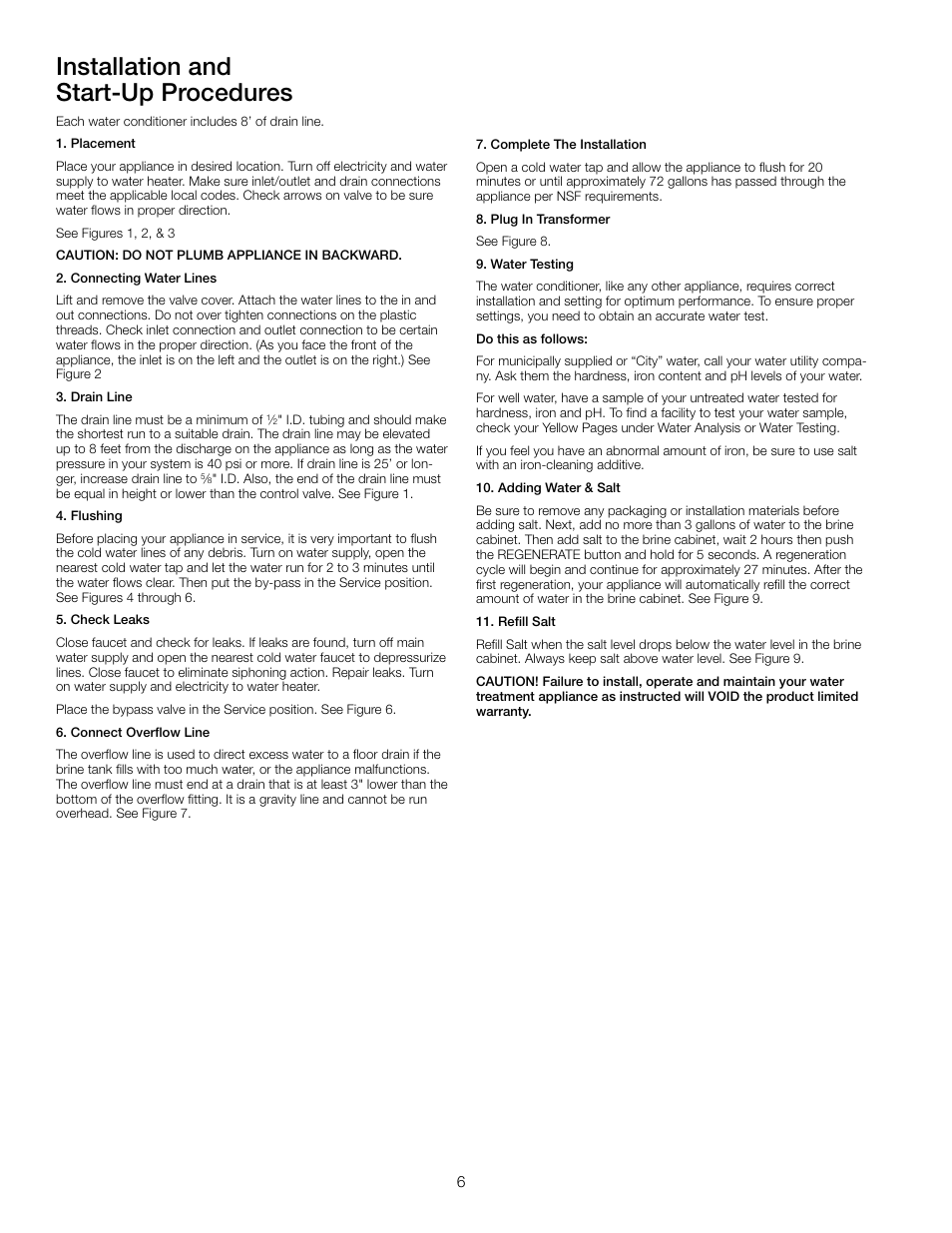 Installation and start-up procedures | Watts PWSCAB30K User Manual | Page 6 / 20