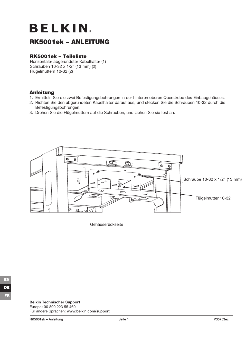 Rk5001ek – anleitung | Belkin RK5001ek User Manual | Page 2 / 4