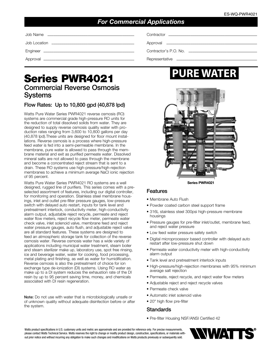 Watts PWR4021 User Manual | 4 pages