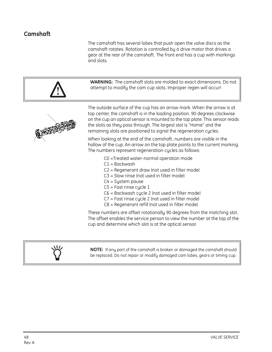 Camshaft | Watts Autotrol 263 / 268 (Logix Series) User Manual | Page 48 / 67
