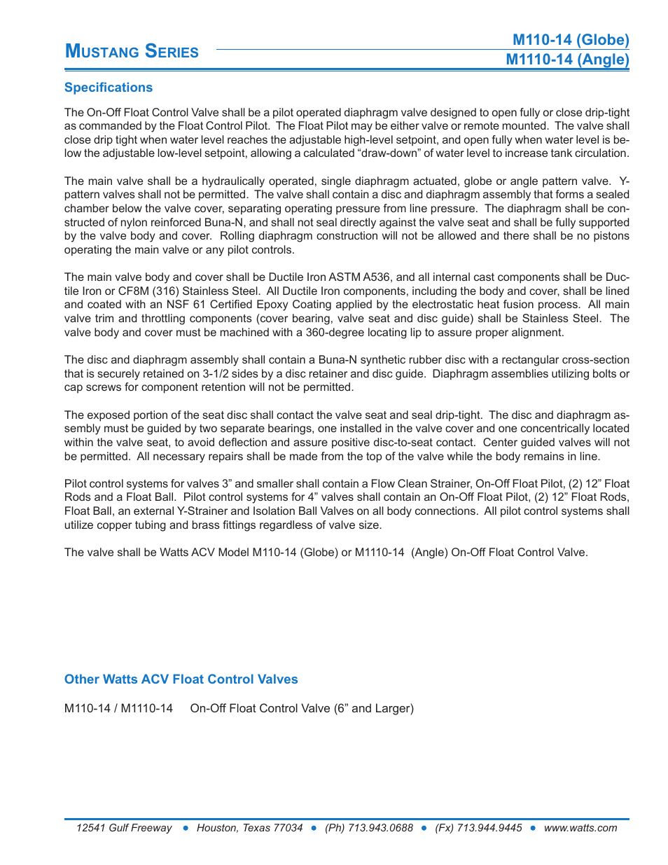 Watts M1110-14 User Manual | Page 6 / 6