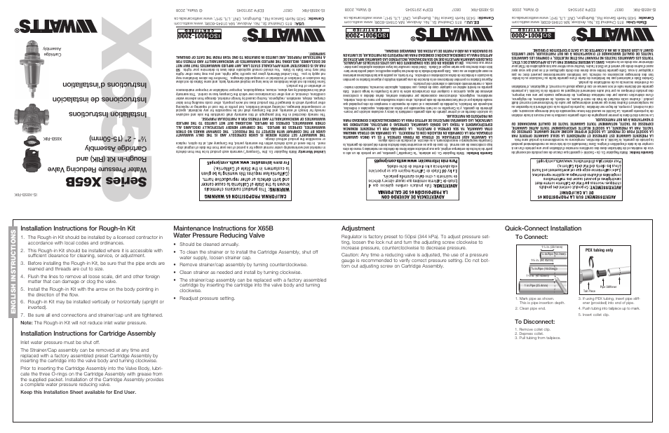 Watts LFX65B User Manual | 2 pages