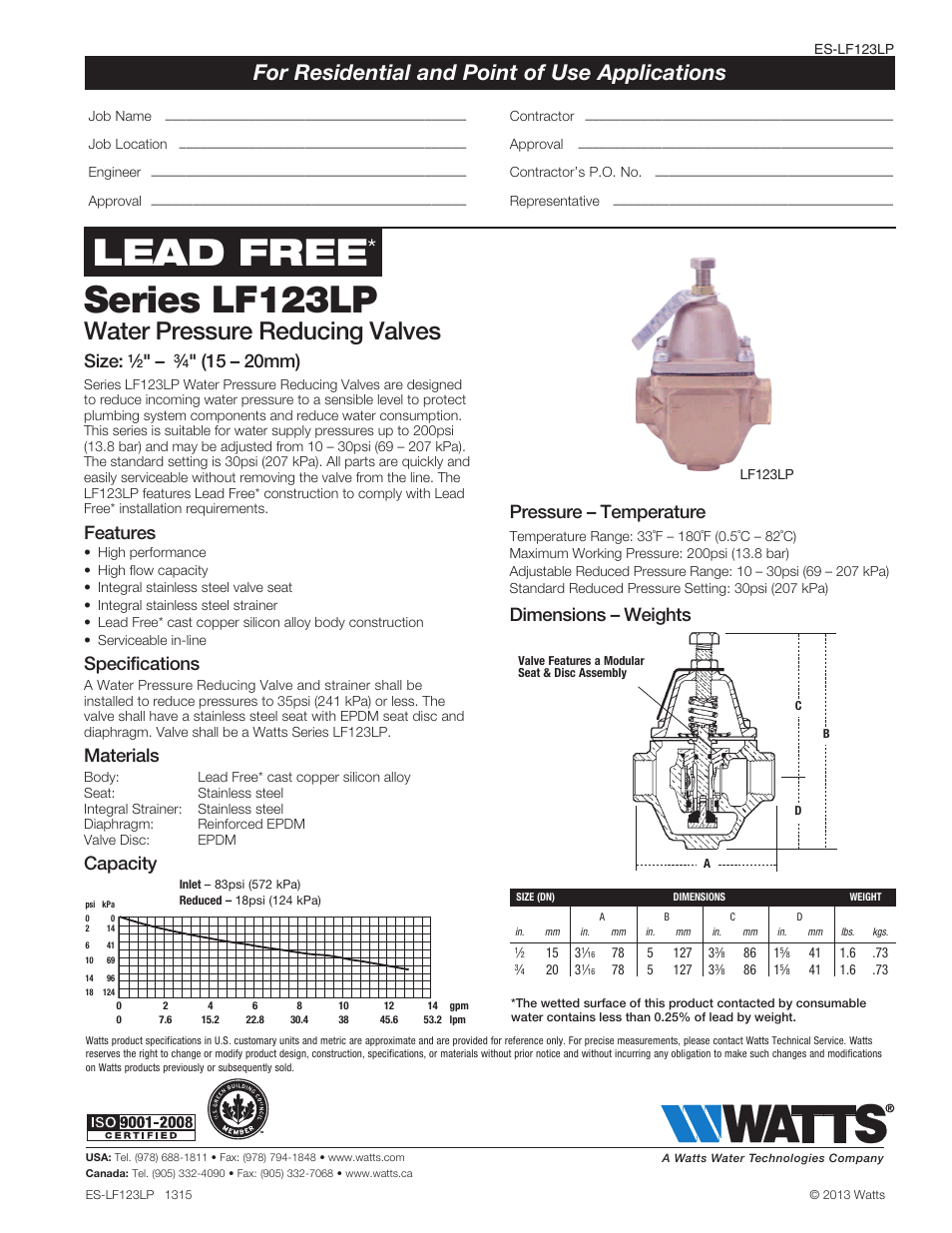 Watts LF123LP User Manual | 1 page