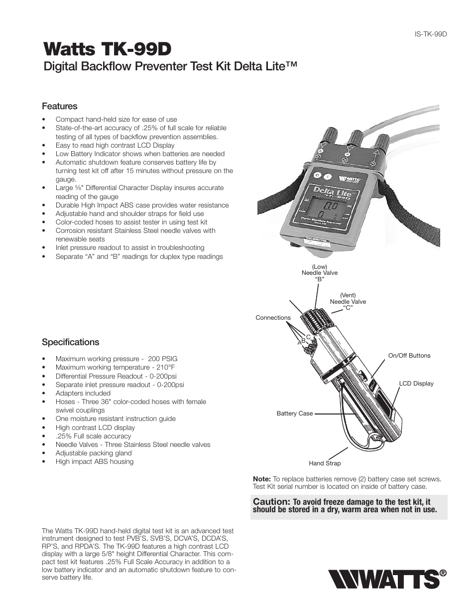 Watts TK-99D User Manual | 4 pages