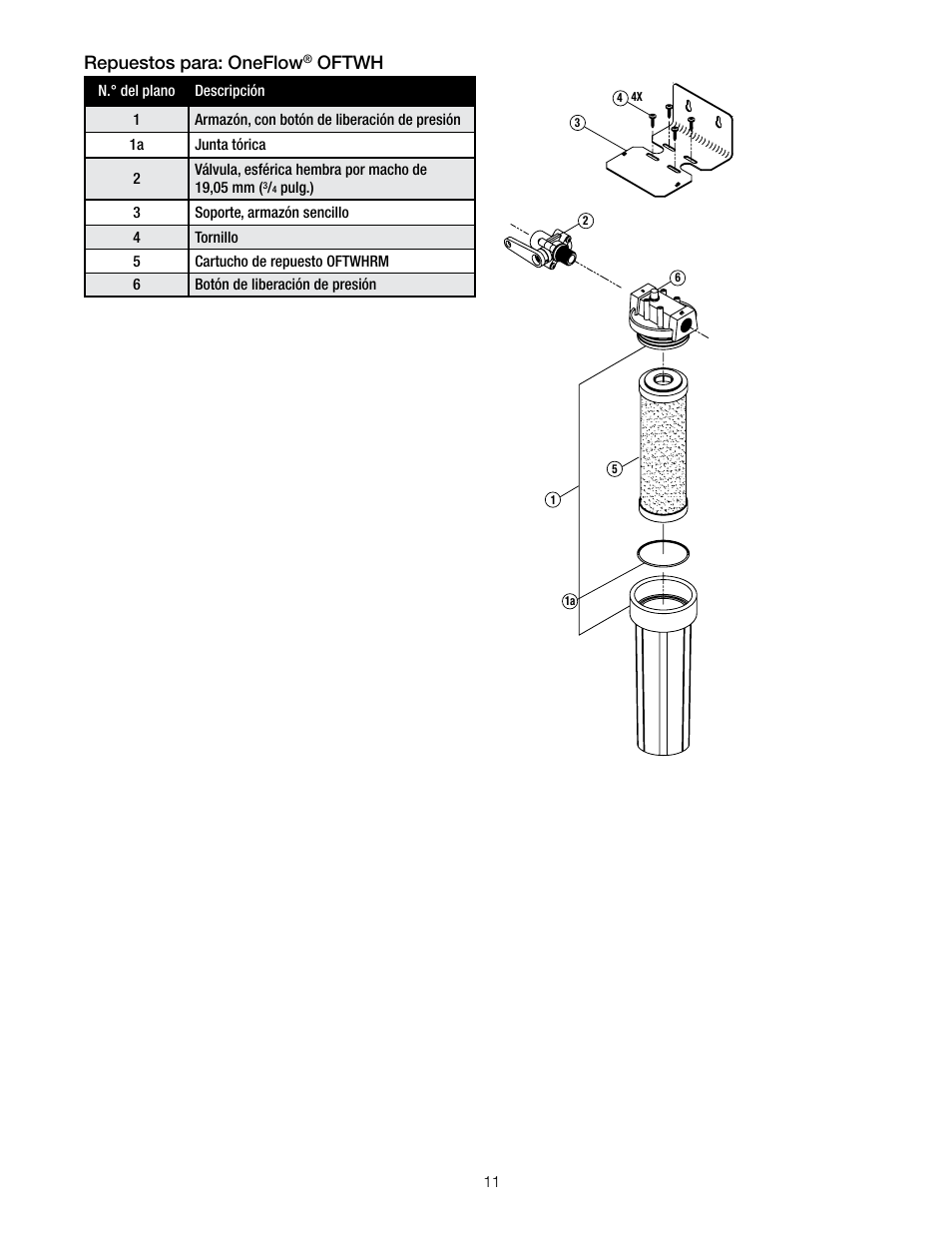 Repuestos para: oneflow, Oftwh | Watts OFTWH User Manual | Page 11 / 20