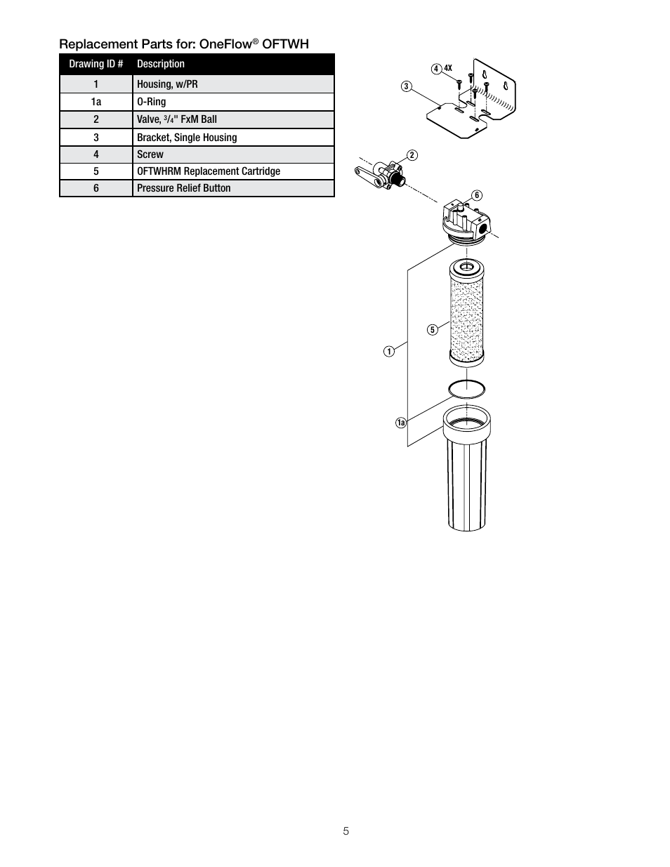 Replacement parts for: oneflow, Oftwh | Watts OFTWH User Manual | Page 5 / 20