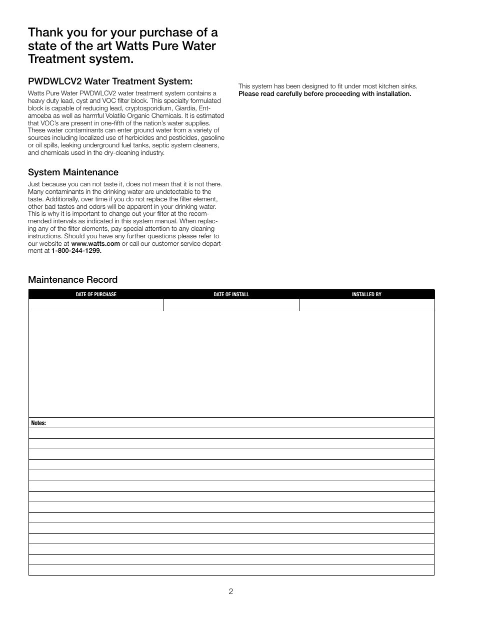 Watts PWDWLCV2 User Manual | Page 2 / 8