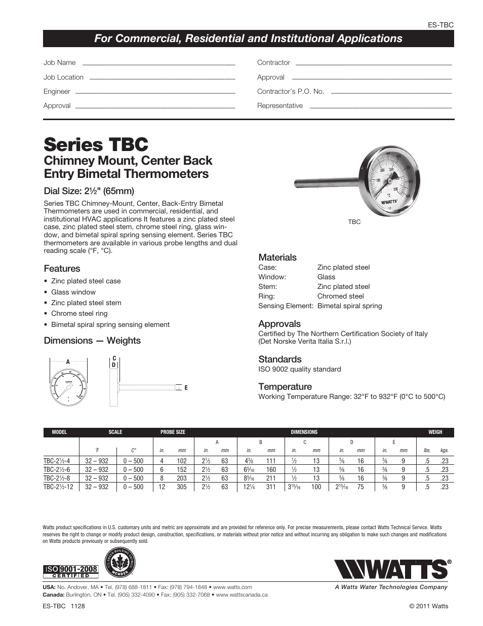 Watts TBC User Manual | 1 page