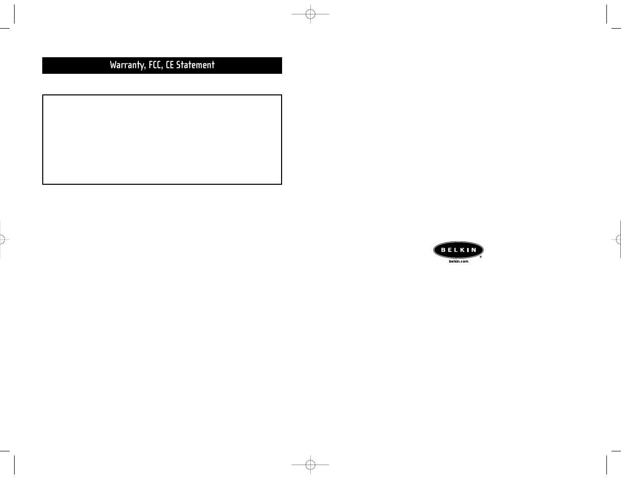 Warranty, fcc, ce statement, Ce declaration of conformity | Belkin F1DB102P User Manual | Page 14 / 15