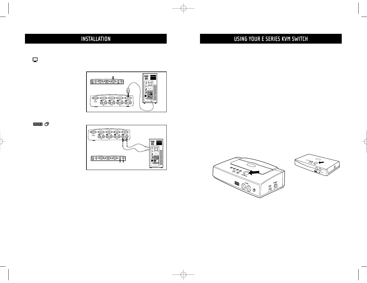 Using your e series kvm switch, Installation | Belkin F1DB102P User Manual | Page 7 / 15