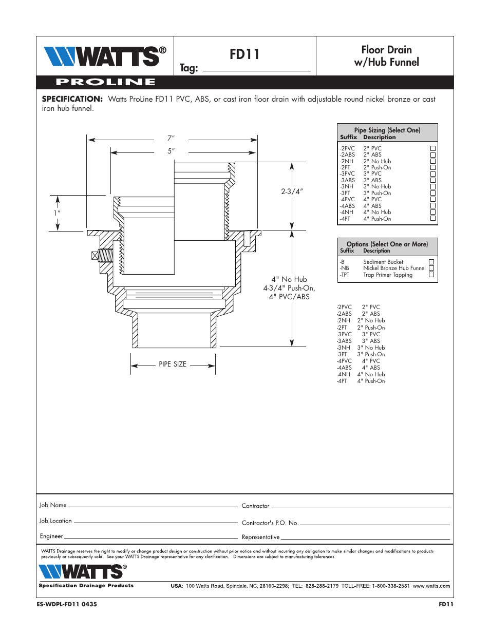 Watts FD11 User Manual | 1 page