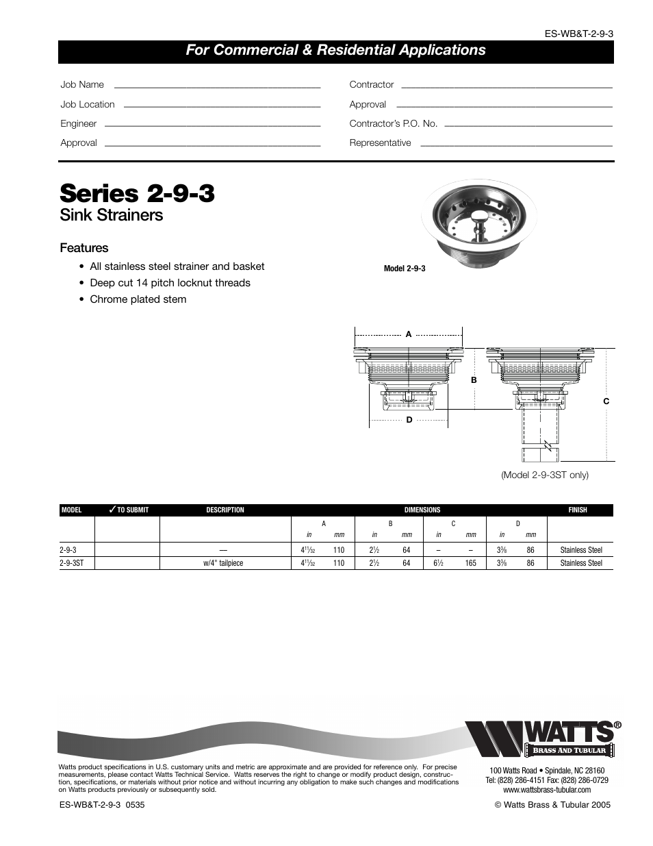 Watts 2/9/2003 User Manual | 1 page