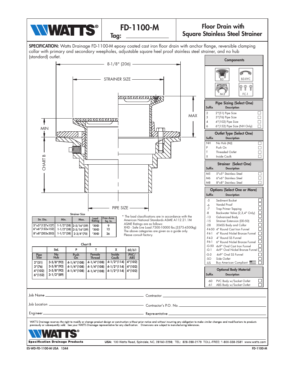 Watts FD-1100-M User Manual | 1 page