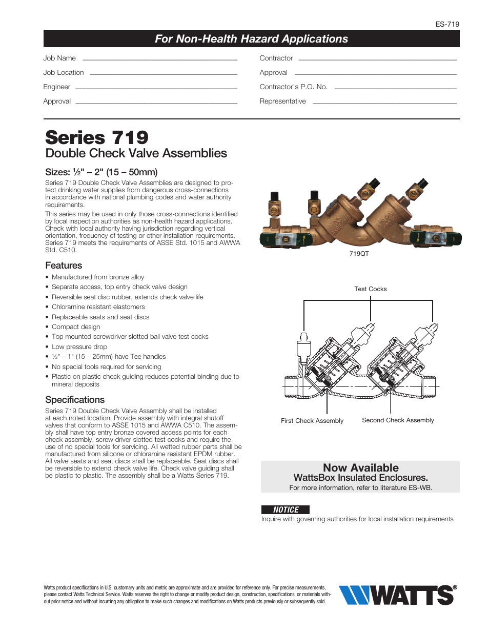 Watts 719 User Manual | 4 pages