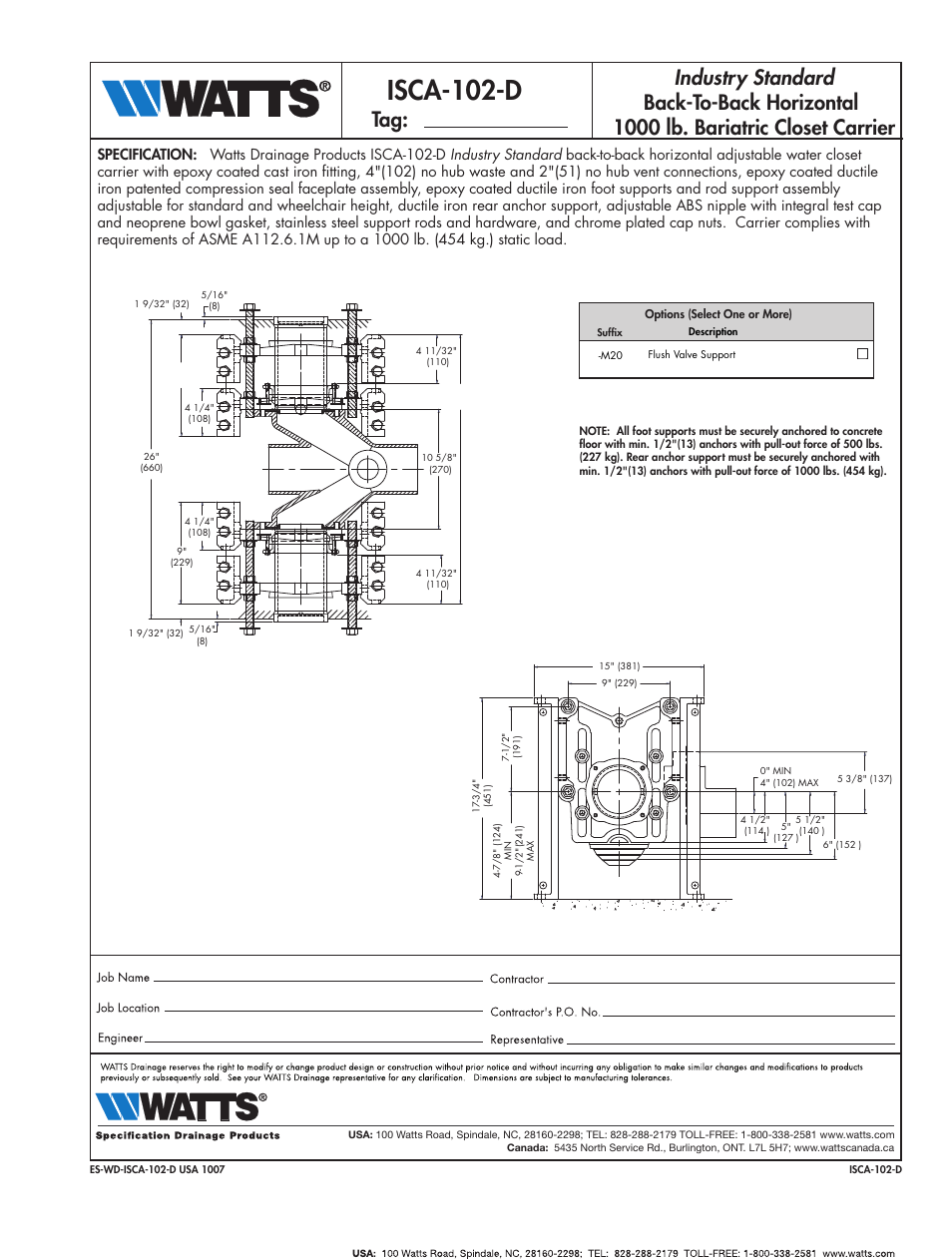 Watts ISCA-102-D User Manual | 1 page