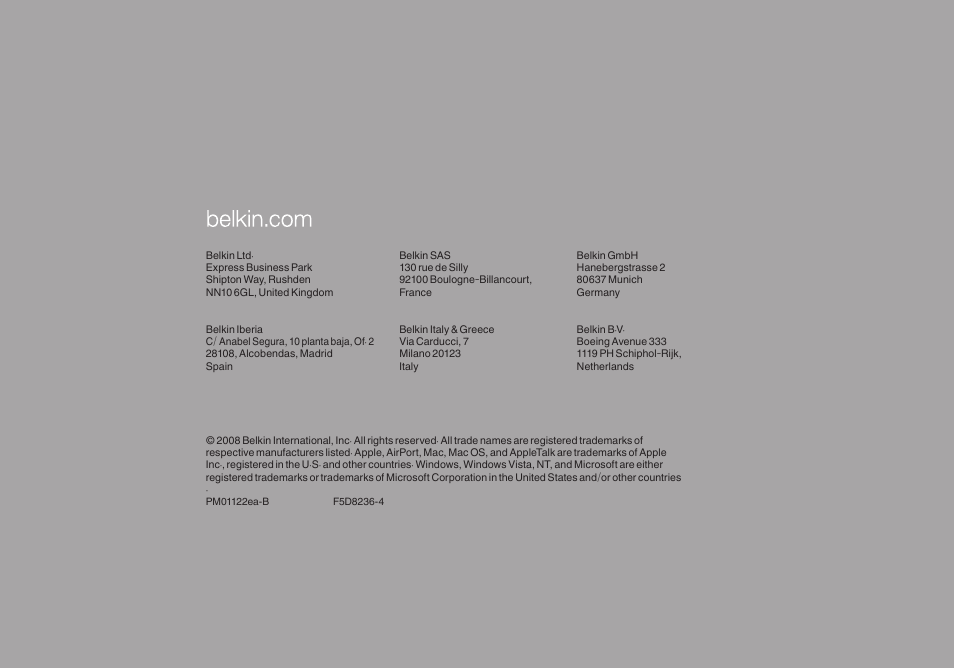 Belkin PM01122EA-B User Manual | Page 96 / 96