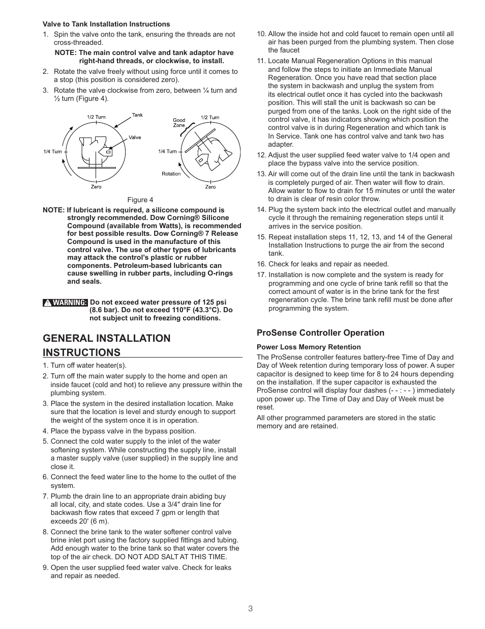 General installation instructions | Watts ProSense User Manual | Page 3 / 30