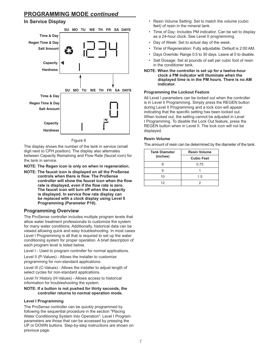 Programming mode continued, Programming overview | Watts ProSense User Manual | Page 7 / 30