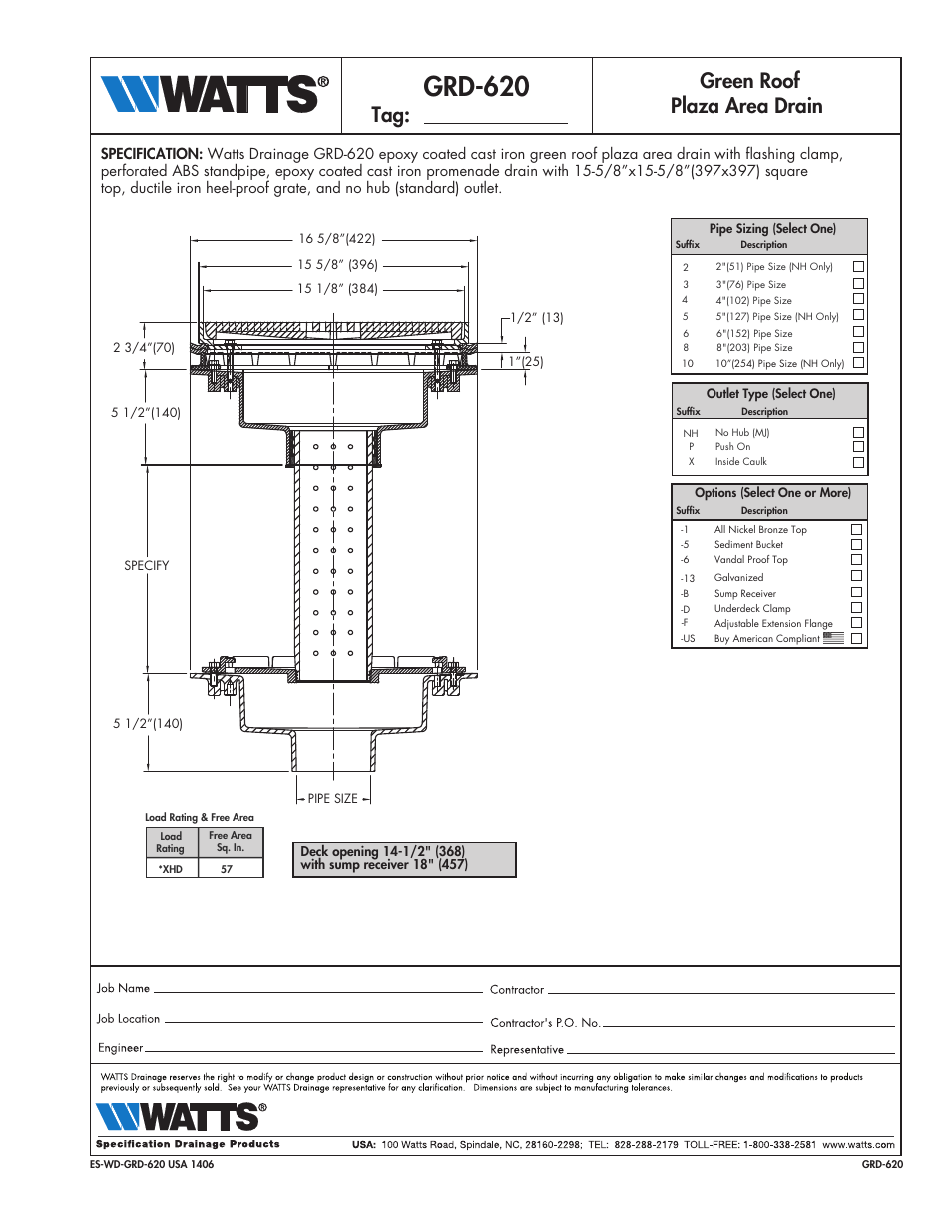 Watts GRD-620 User Manual | 1 page