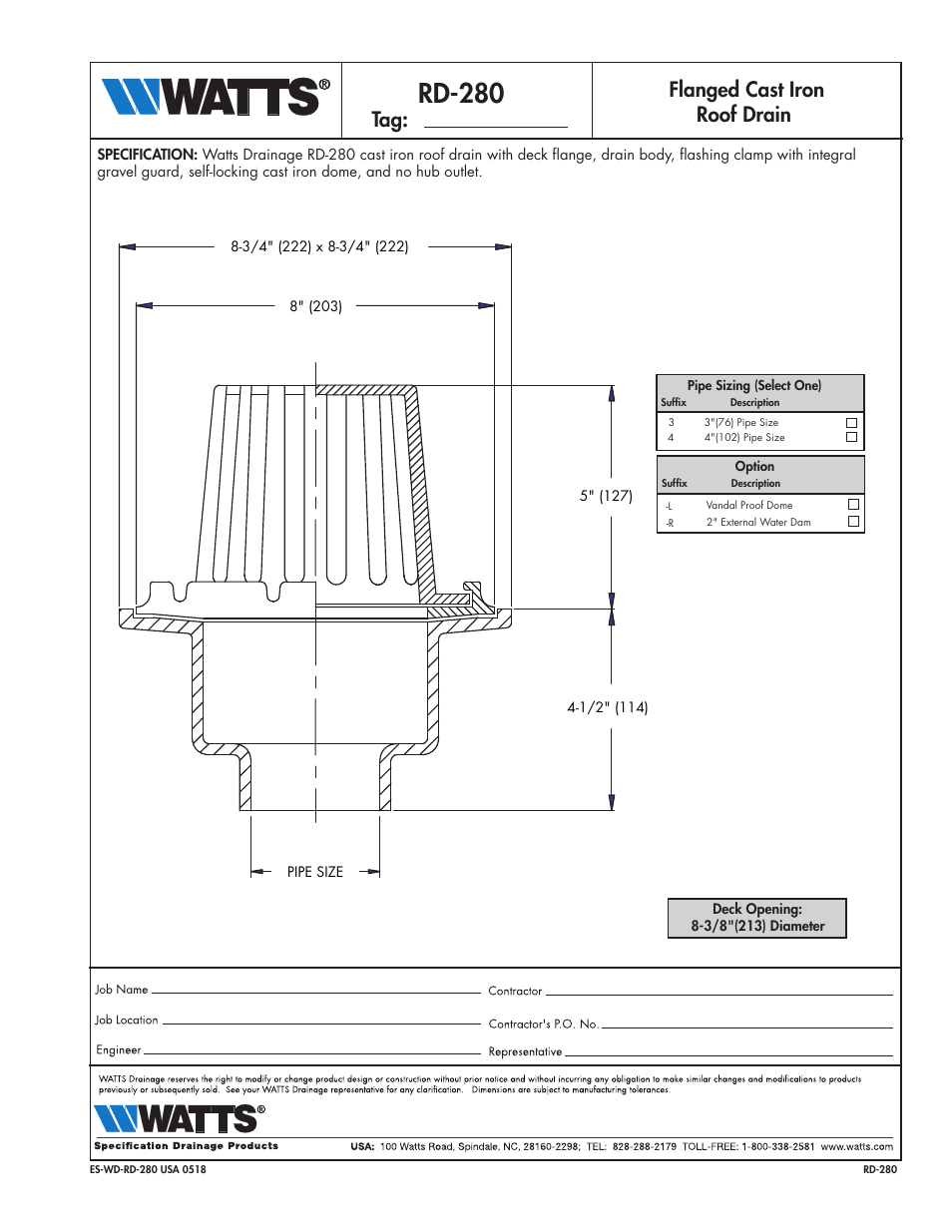 Watts RD-280 User Manual | 1 page