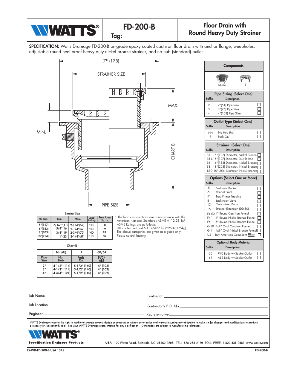 Watts FD-200-B User Manual | 1 page